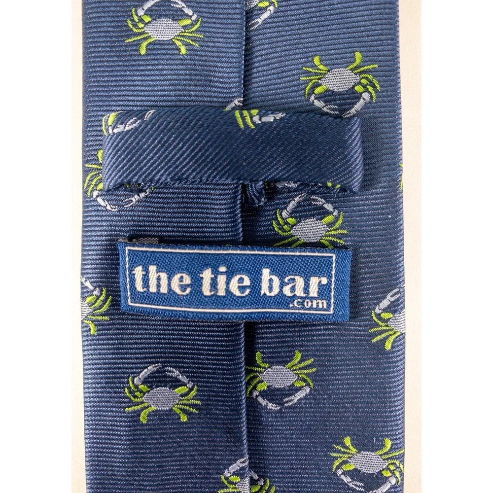 The Tie Bar, Novelty Crab Fine Ribbed Embroidered Jacquard Faille, silk,  61x3